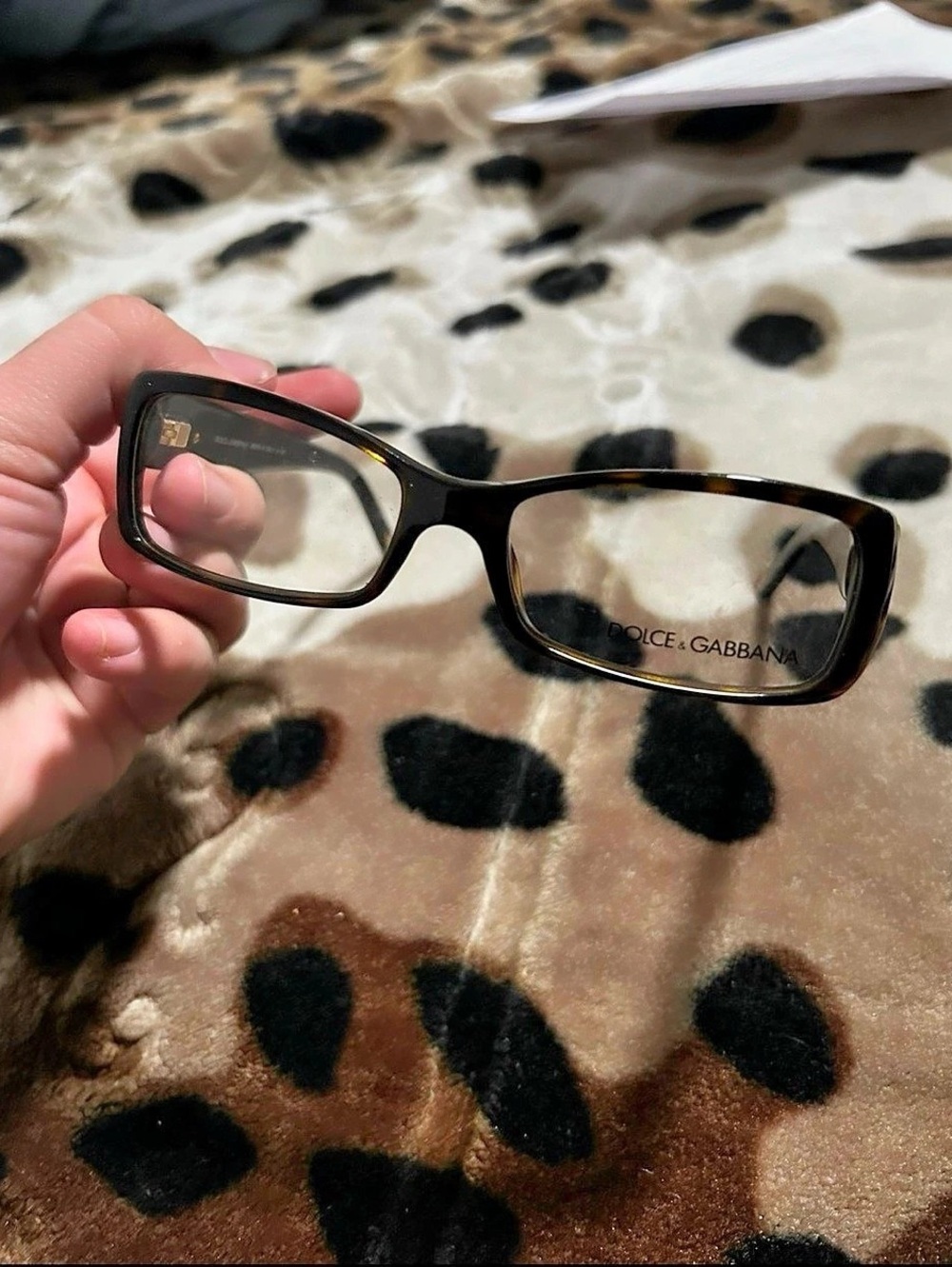 Dolce & Gabbana Rectangular Eyeglasses in Brown & Black